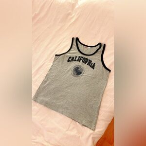 Gray California Tank Top Shirt Mens L Fitted  Sleeveless